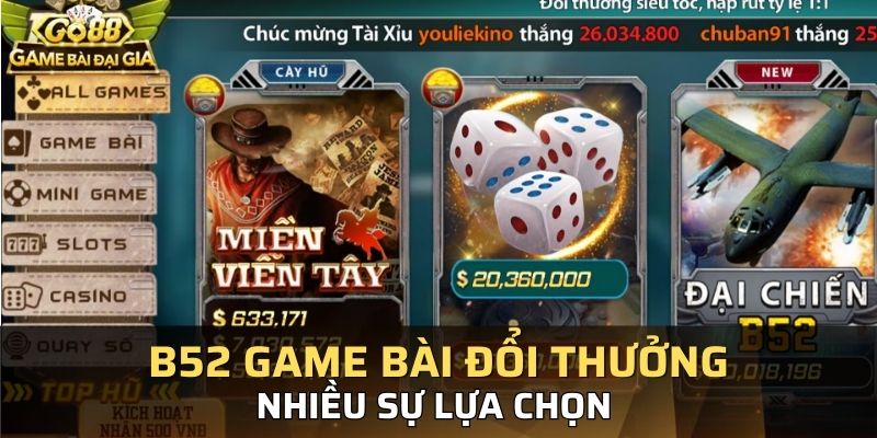 Người chơi có thể lựa chọn nhiều game khác nhau