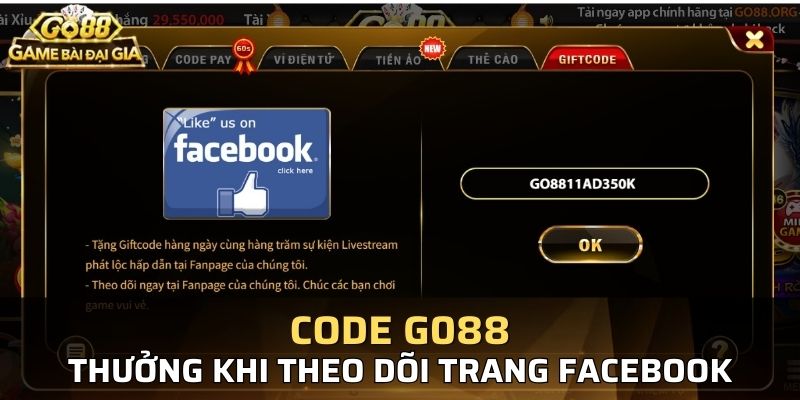Chỉ cần thao tác theo dõi và chia sẻ facebook là người chơi nhận được quà