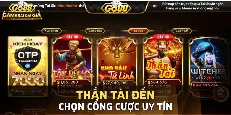 Chọn những cổng cược uy tín như GO88 để chơi nổ hũ